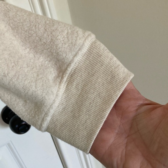 Aerie Womens‎ Cream Sherpa Fleece Quarter Zip Pullover Sweater Size Medium Cozy - Picture 5 of 13